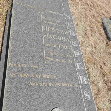 SCHEEPERS Hester Jacoba nee DU PREEZ 1923-1987