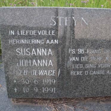 STEYN Susanna Johanna nee OLWAGE 1919-1991