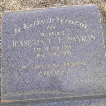 SNYMAN Jeanetta C.F. 1894-1979