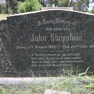 SHEPSTONE John 1869-1944