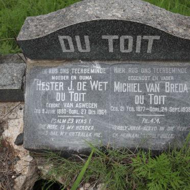 TOIT Michiel van Breda, du 1877-1939 &amp; Hester J. de Wet VAN ASWEGEN 1880-1964