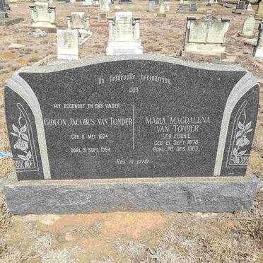 TONDER Gideon Jacobus, van 1874-1954 &amp; Maria Magdalena FOURIE 1878-1963