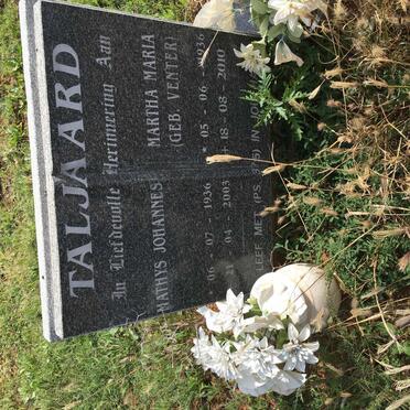TALJAARD Mathys Johannes 1936-2003 &amp; Martha Maria VENTER 1936-2010
