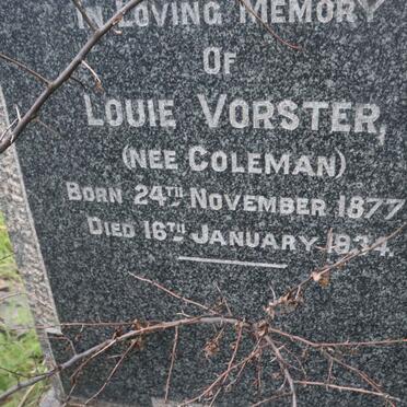 VORSTER Louie nee COLEMAN 1877-1934