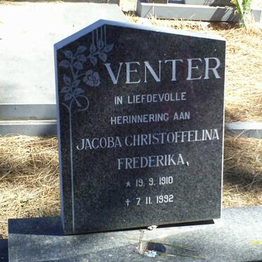 VENTER Jacoba Christoffelina Frederika 1910-1992