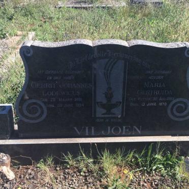 VILJOEN Gerrit Johannes Lodewicus 1891-1964 &amp; Maria Gertruida PUTTER 1893-1970