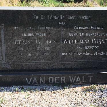 WALT Petrus Jacobus, van der 1911-1965 &amp; Wilhelmina Cornelia WENTZEL 1924-2002
