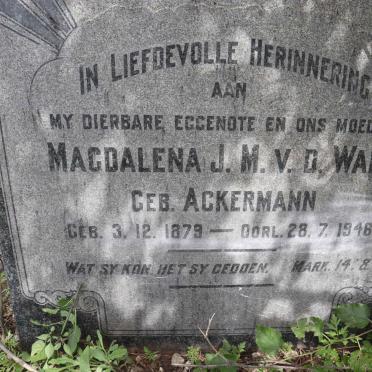 WALT Magdalena J.M., v.d. nee ACKERMANN 1879-1948