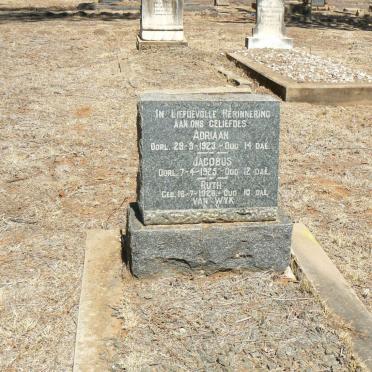 WYK Adriaan, van -1923 :: VAN WYK Jacobus -1925 :: VAN WYK Ruth 1926-