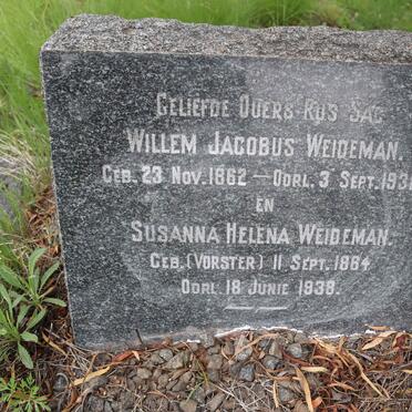 WEIDEMAN Willem Jacobus 1862-1931 &amp; Susanna Helena VORSTER 1864-1938