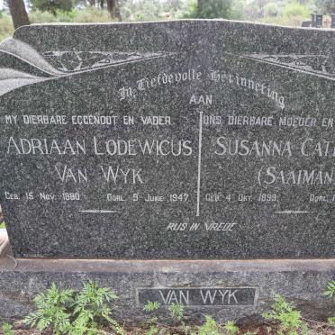 WYK Adriaan Lodewicus, van 1880-1947 &amp; Susanna Catharina SAAIMAN 1899-1990