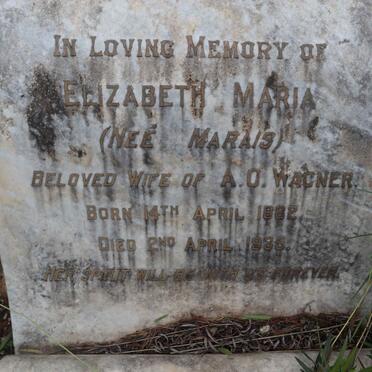 WAGNER Elizabeth Maria nee MARAIS 1882-1935