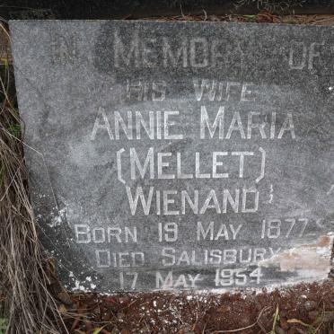 WIENAND Frederick W. 1873-1929 &amp; Annie Maria MELLETT 1877-1954