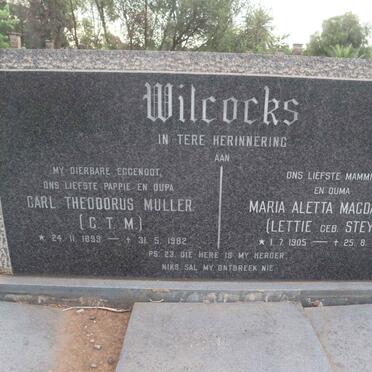 WILCOCKS Carl Theodorus Muller 1899-1982 &amp; Maria Aletta Magdalena STEYN 1905-1989