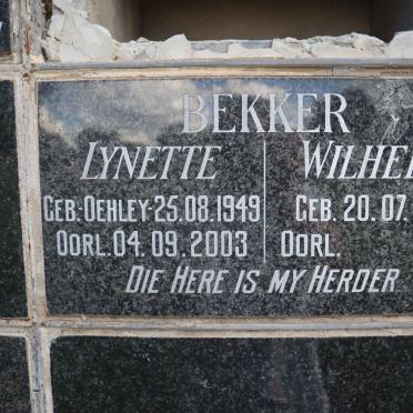 BEKKER Wilhelm 1948- &amp; Lynette OEHLEY 1949-2003