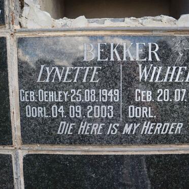 BEKKER Wilhelm 1948- &amp; Lynette OEHLEY 1949-2003