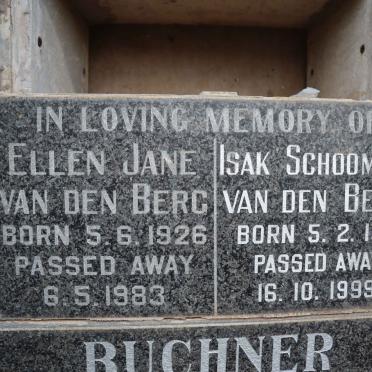 BERG Isak Schoombie, van den 1917-1999 &amp; Ellen Jane 1926-1983
