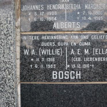 BOSCH W.A. 1916-1983 &amp; A.E.M. LIEBENBERG 1916-