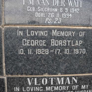 BORSTLAP George 1928-1970