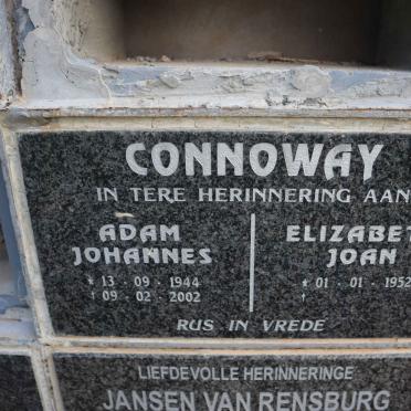 CONNOWAY Adam Johannes 1944-2002 &amp; Elizabeth Joan 1952-
