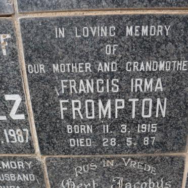 FROMPTON Francis Irma 1915-1987