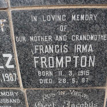 FROMPTON Francis Irma 1915-1987