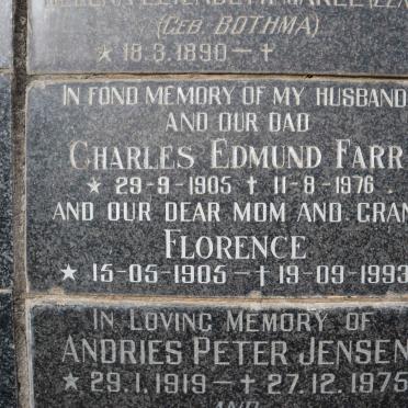 FARR Charles Edmund 1905-1976 &amp; Florence 1905-1993