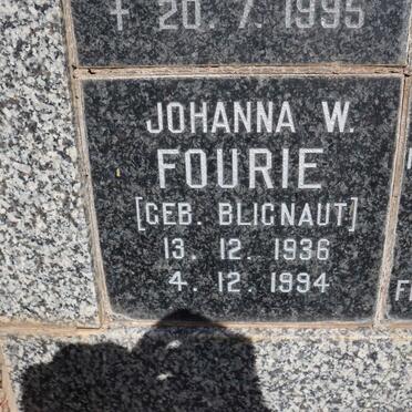 FOURIE Johanna W. nee BLIGNAUT 1936-1994