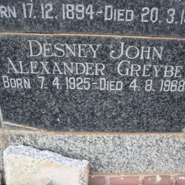 GREYBE Desney John Alexander 1925-1968