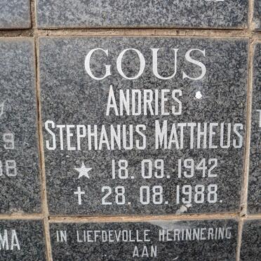 GOUS Andries Stephanus Mattheus 1942-1988