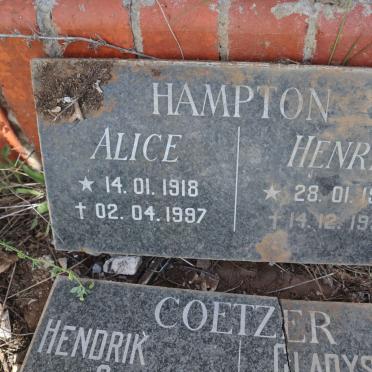 HAMPTON Henry 1920-1997 &amp; Alice 1918-1997