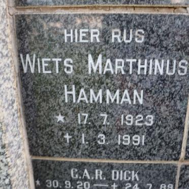 HAMMAN Wiets Marthinus 1923-1991