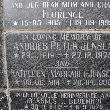 JENSEN Andries Peter 1919-1975 &amp; Kathleen Margaret 1919-1996