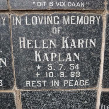 KAPLAN Helen Karin 1954-1983