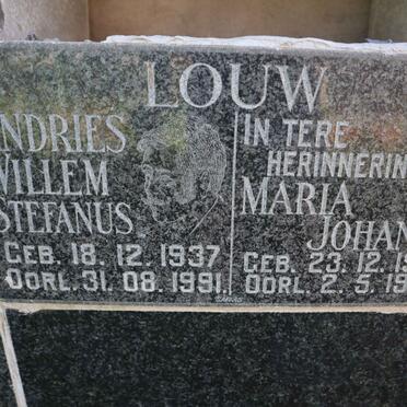 LOUW Andries Willem Stefanus 1937-1991 &amp; Maria Johanna 1937-1993