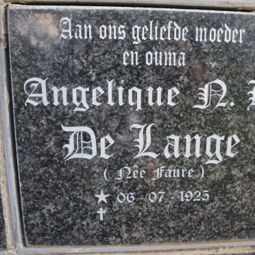LANGE Angelique N.B., de nee FAURE 1925-