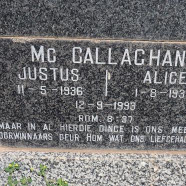 Mc CALLAGHAN Justus 1936-1993 &amp; Alice 1938-1993
