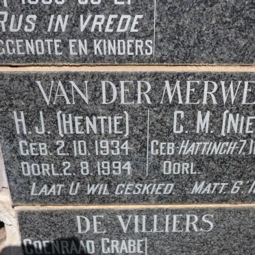 MERWE H.J., van der 1934-1994 &amp; C.M. HATTINGH 1931-