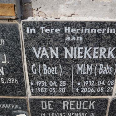 NIEKERK G, van 1931-1987 &amp; M.L.M. 1932-2006