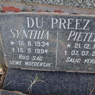 PREEZ Pieter J., du 1929-2002 &amp; Synthia 1934-1994