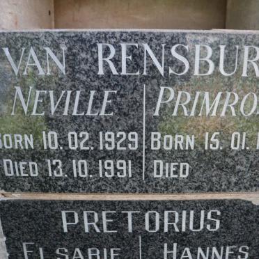 RENSBURG Neville, van 1929-1991 &amp; Primrose 1930-