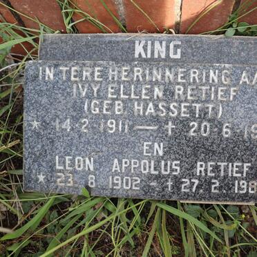 RETIEF Leon Appolus 1902-1987 &amp; Ivy Ellen HASSETT 1911-1980