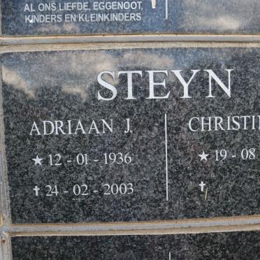 STEYN Adriaan J. 1936-2003 &amp; Christina W. 1946-