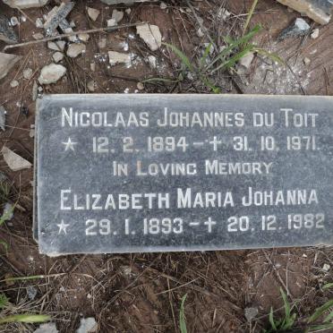 TOIT Nicolaas Johannes, du 1894-1971 &amp; Elizabeth Maria Johanna 1893-1982