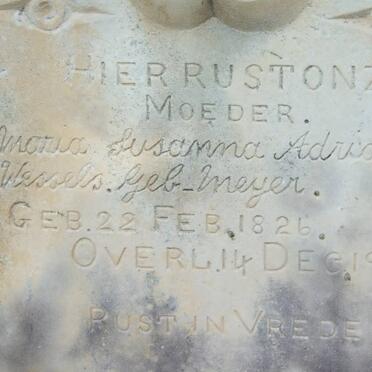 WESSELS Maria Susanna Adriana nee MEYER 1826-1901