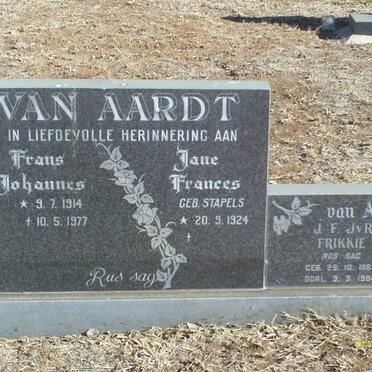 AARDT Frans Johannes, van 1914-1977 &amp; Jane Frances STAPELS 1924- :: VAN AARDT J.F. J.v.R. 1965-1984