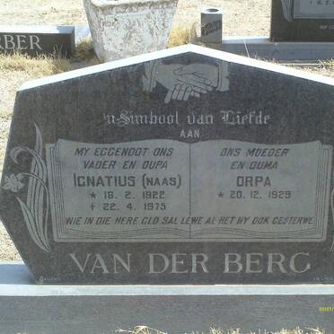 BERG Ignatius, van der 1922-1975 &amp; Orpa 1929-