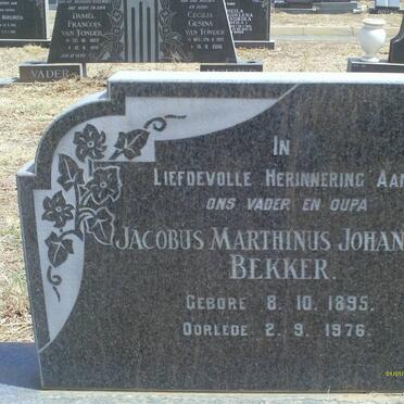 BEKKER Jacobus Marthinus Johannes 1895-1976