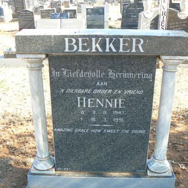 BEKKER Hennie 1947-1991