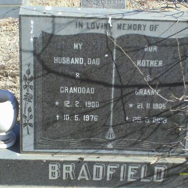 BRADFIELD ? 1900-1976 &amp; ? 1905-1993
